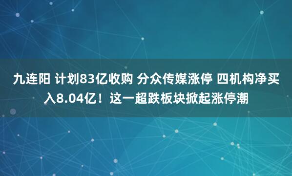 九连阳 计划83亿收购 分众传媒涨停 四机构净买入8.04亿！这一超跌板块掀起涨停潮