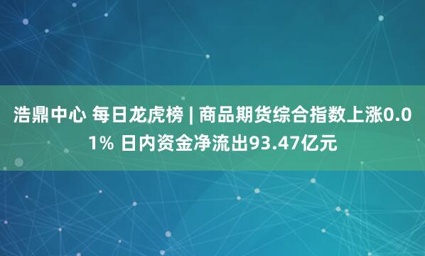 浩鼎中心 每日龙虎榜 | 商品期货综合指数上涨0.01% 日内资金净流出93.47亿元